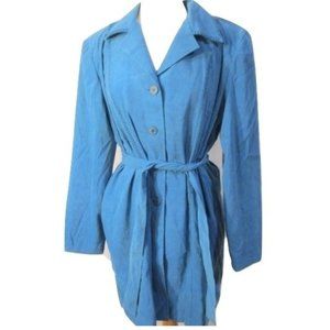 Susan Graver Teal Turquoise Trench Suede Jacket